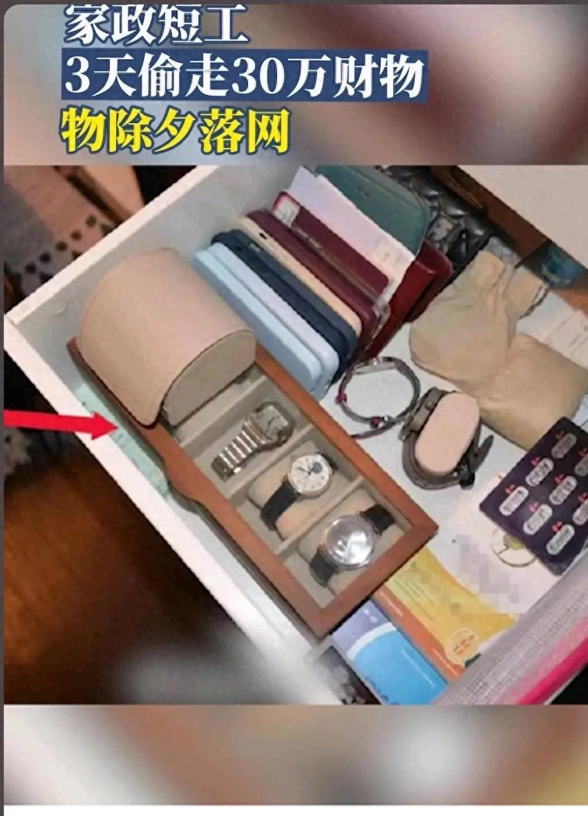 家政阿姨上崗3天偷走30萬元物品