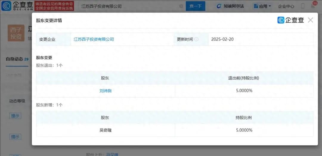 劉詩詩將所持股權轉讓給吳奇隆